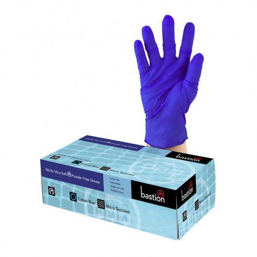 Bastion Nitrile Ultra Soft P/F Cobalt Blue Gloves Small