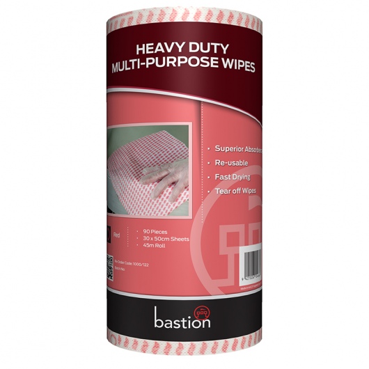 Bastion Heavy Duty Wipes on a Roll - Red