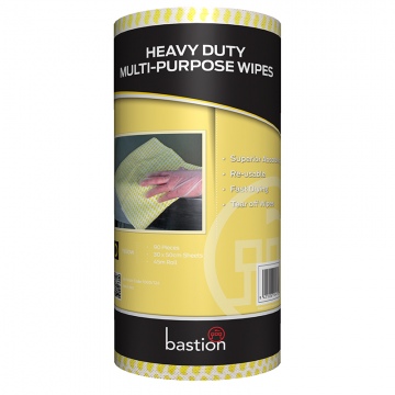 Bastion Heavy Duty Wipes on a Roll - Yellow