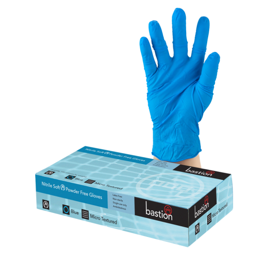 Bastion Nitrile Soft P/F Blue Gloves Small