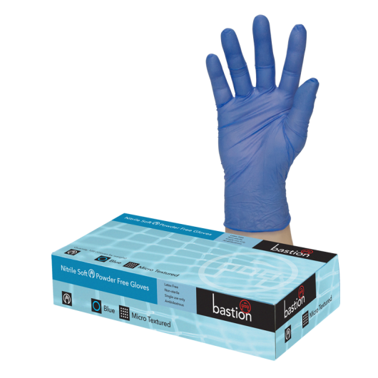 Bastion Nitrile Soft Blue P/F Medium Gloves