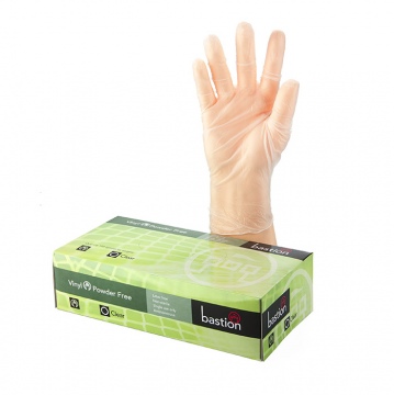 Bastion Vinyl P/F Clear Large Gloves