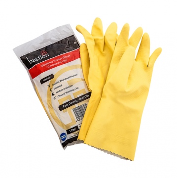 Bastion Latex Silverlined Yellow Gloves Small
