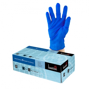 Bastion Nitrile Premium P/F Blue Gloves Small