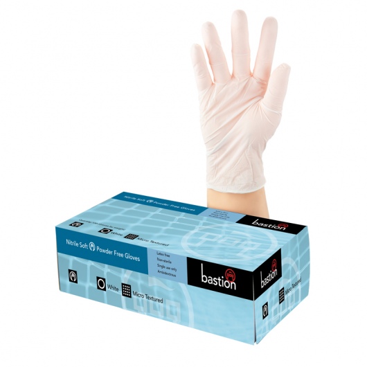 Bastion Nitrile Soft P/F White Gloves Medium