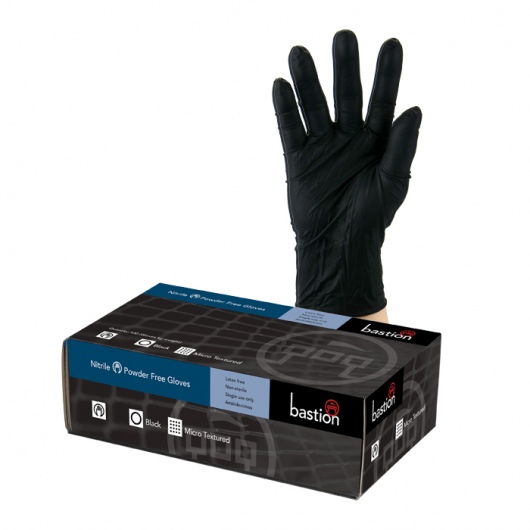Bastion Nitrile  P/F Black Gloves Medium