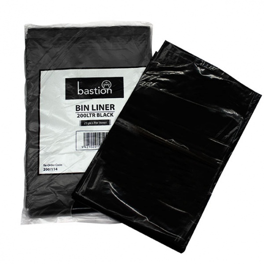Bastion Large Waste Bin Liner 200ltr Black