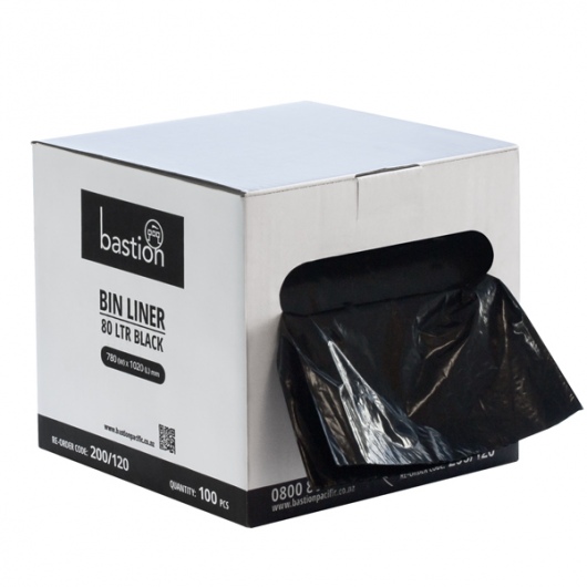 Bastion Bin Liner 80ltr Black in a Box