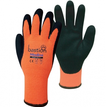 Bastion Modina™ Orange Acrylic Thermal Gloves Black Sandy Latex Coating
