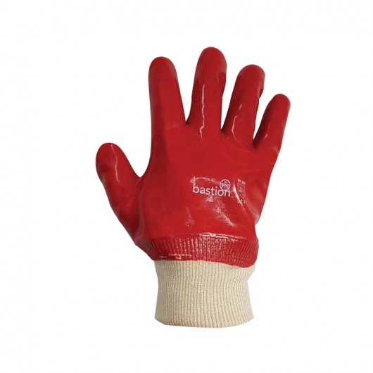Bastion PVC Red Gloves - 27cm Knitted Cuff